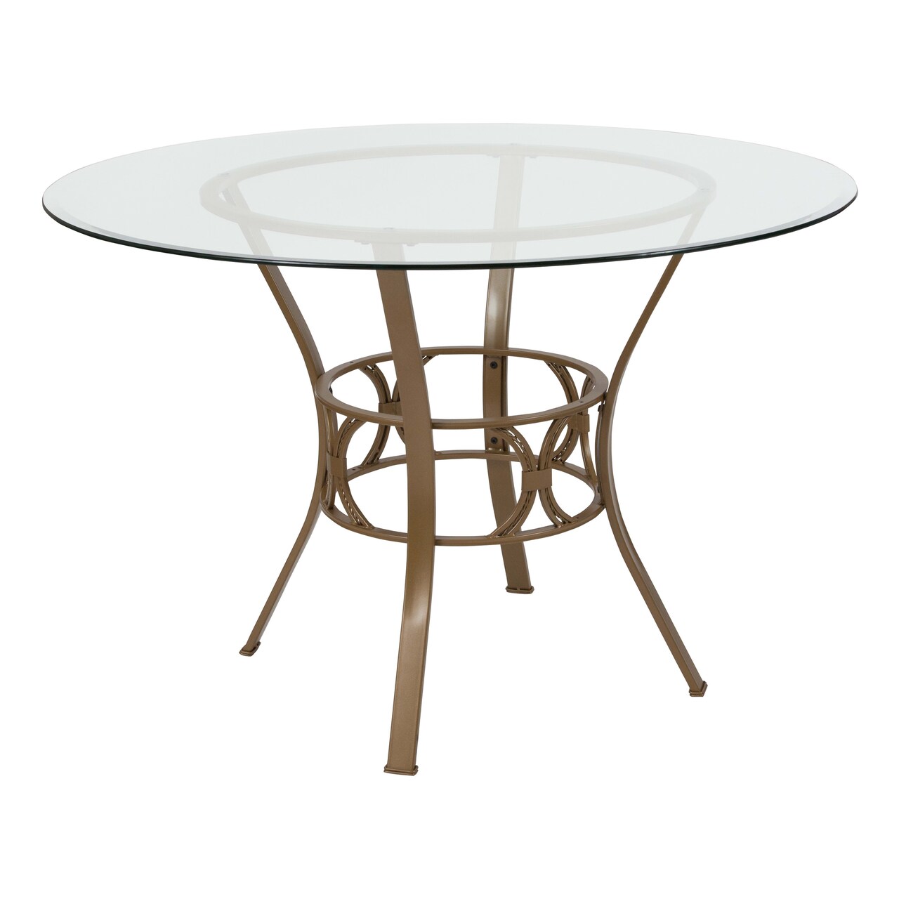 Emma and Oliver 45" Round Glass Dining Table with Metal Frame